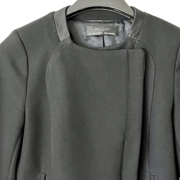 Zara Trafaluc Ponte Knit Moto Cropped Jacket Zippers - Black - S - Picture 2 of 10